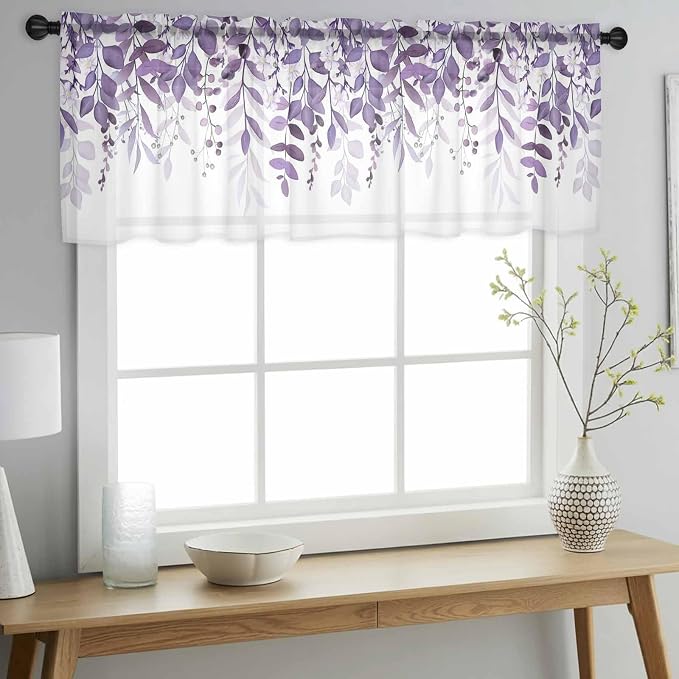 Eucalyptus Leaves Sheer Valance Curtains - Image 3