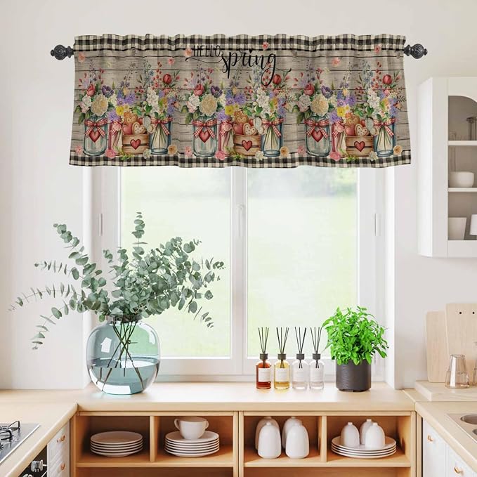 Spring Flowers Kitchen Curtains Set 3 Piece - Image 6
