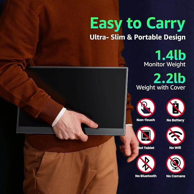kksmart Portable Monitor for Laptop MacBook Surface PC Xbox PS5, Travel Monitor - Image 6