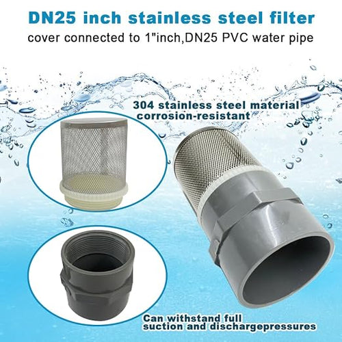 1 inch Stainless Steel Filter Cover Connected to 1 inch/DN25 Grey PVC Filter - Image 2