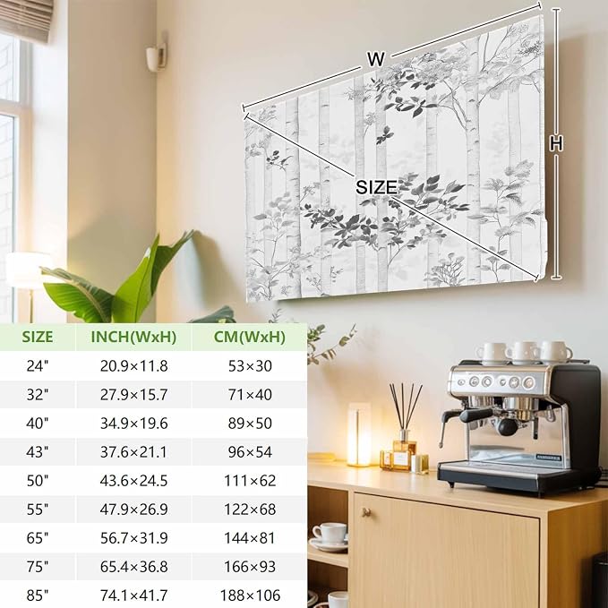Watercolor Forest Tree Leaf Indoor TV Cover, Elastic TV Screen Protector - Image 3