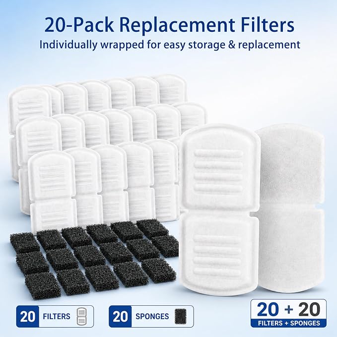SORON 20 Pack Cat Water Fountain Filters Replacement, Compatible - Image 6