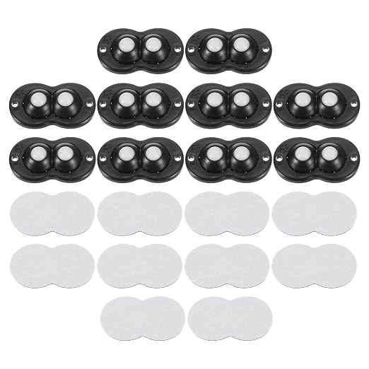 uxcell 10Pcs Mini Self Adhesive Caster Wheels, 2.05" x 1.14" 360° Rotation by uxcell