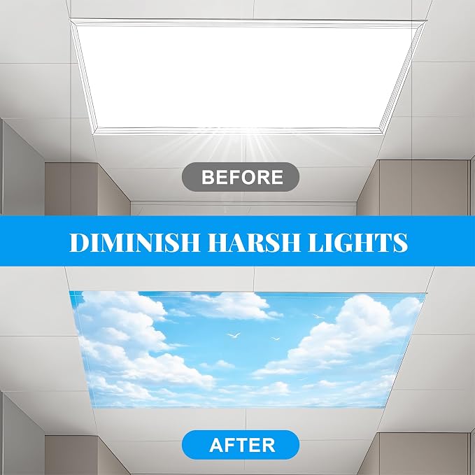 Fluorescent Light Covers-2 Pack 4 x 2 Feet Magnetic Ceiling Light Cover Room - Image 5