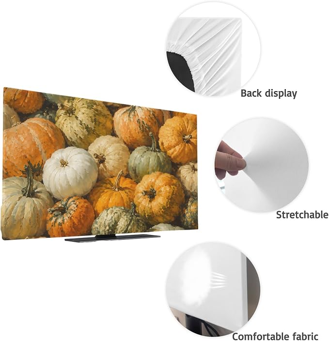 Vintage Pumpkin Fall Thanksgiving Indoor TV Cover, Elastic TV Screen Protector - Image 7