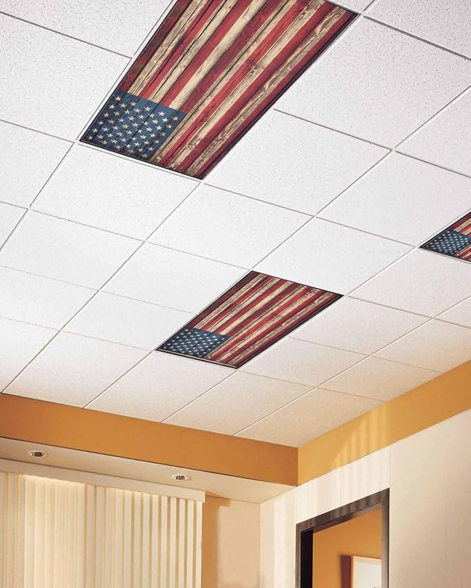 3 Pack Retro American Flag Fluorescent Light Covers Independence Day Stars and - Image 2