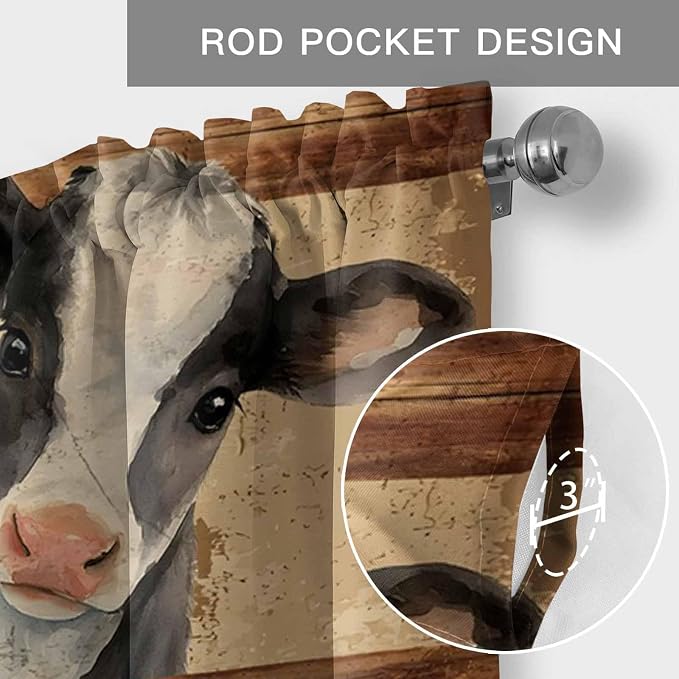 Farmhouse Cow Curtain Valances for Windows, Kitchen Valance Window Treatment - Image 5