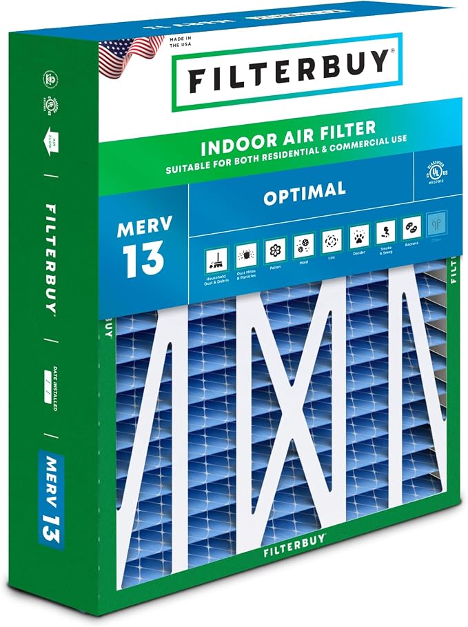 Filterbuy 17.5x21x5 Air Filter MERV 13 Optimal Smoke & Allergy Defense by Filterbuy