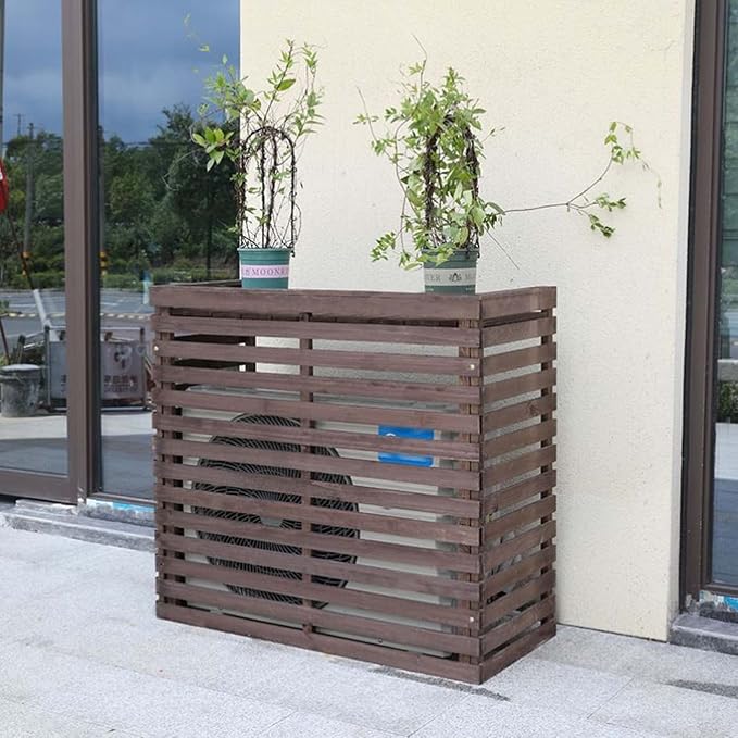 Wood Air Conditioner Fence Screen by Unknown