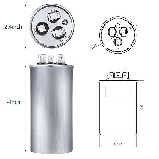 50/5 MFD uF 370/440V CBB65 Dual Run Round Capacitor - Image 2