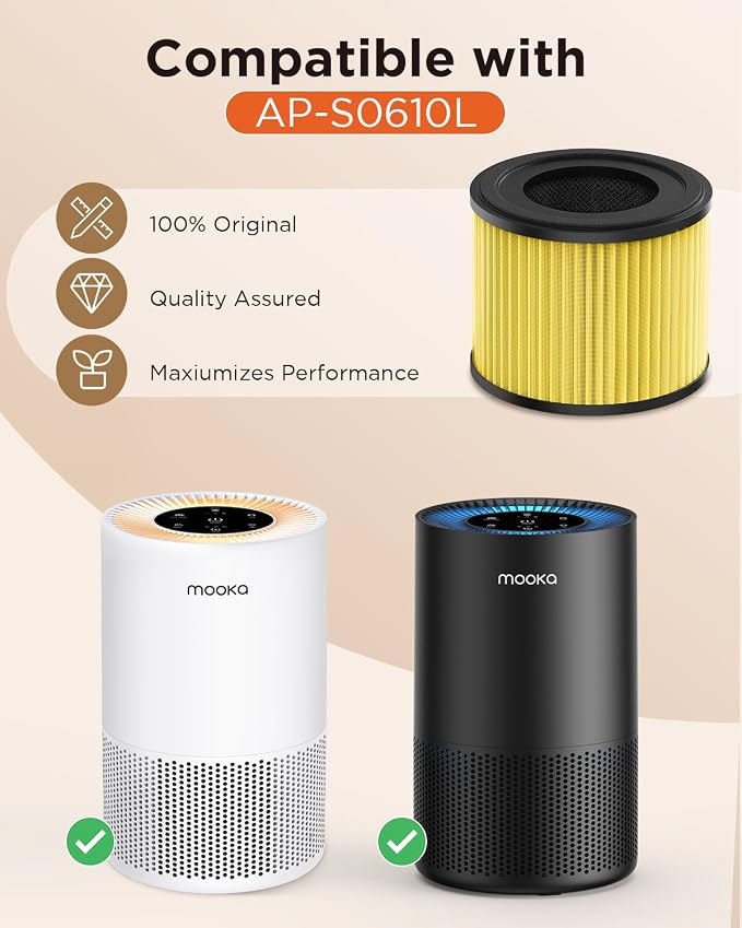 MOOKA AP-S0610L Air Purifier Pet Mode Filter, 3-in-1 True HEPA Filter, - Image 4