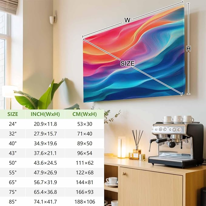 Modern Abstract Water Ripple Ombre Indoor TV Cover, Elastic TV Screen Protector - Image 3