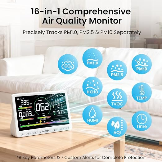 Sainlogic Air Quality Monitor Indoor, 16 in 1 VOC Meter, Home Air Quality - Image 4