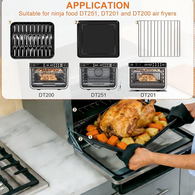 GWY 3PCS Air Fryer Grill Pan Basket Wire Rack Set - Image 4