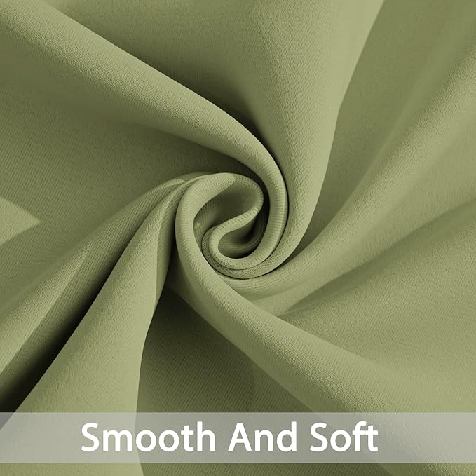 Yakamok Light Blocking Blackout Curtains Thermal Insulated Room Darkening Drapes for Bedroom,Solid Grommet Top Window Drapes, 52x96 Inch, Sage Green, One Pair