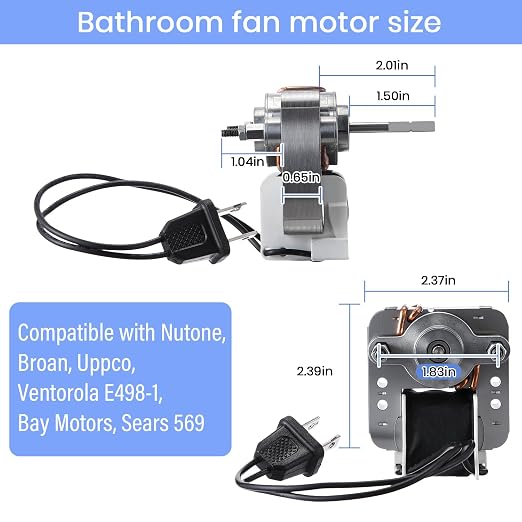 Universal Bathroom Vent Exhaust Fan Motor, 50CFM 120V Replacement Electric - Image 3