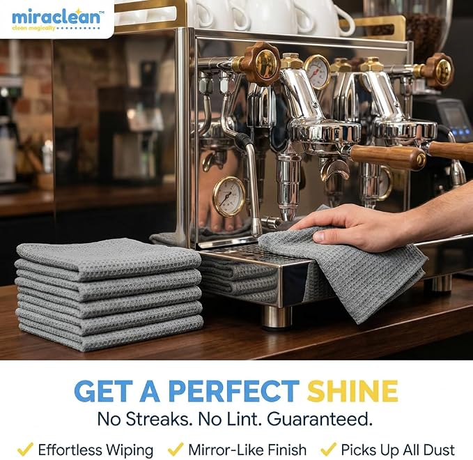 MIRACLEAN Waffle Weave Microfiber Towel, 12 x 12 inches, Barista Towels - Image 3