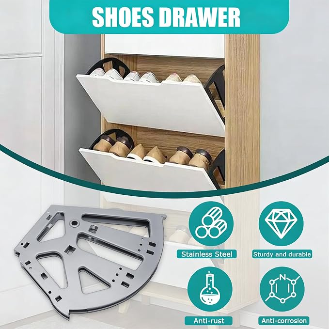 Litoexpe 3 Layers Silver Shoes Drawer Cabinet Hinges, Stainless Steel Shoe - Image 5