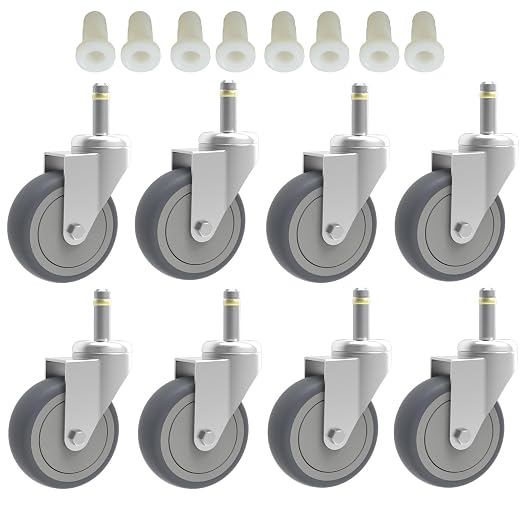 RILIDRI 3-Inch Swivel Stem Caster, 7/16-Inch Stem Diameter Rubber Wheel by RILIDRI
