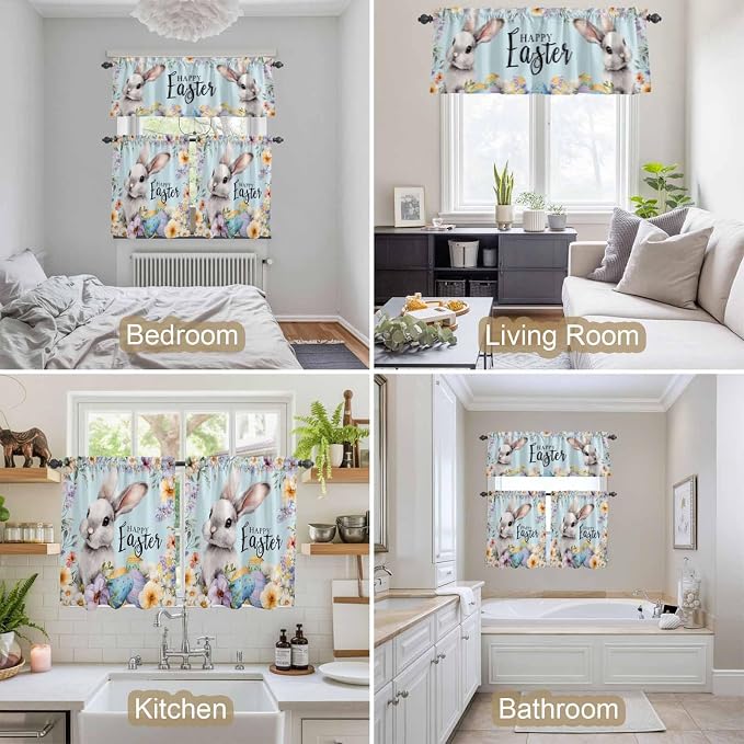 Happy Easter Kitchen Curtains Set 3 Piece - Image 4