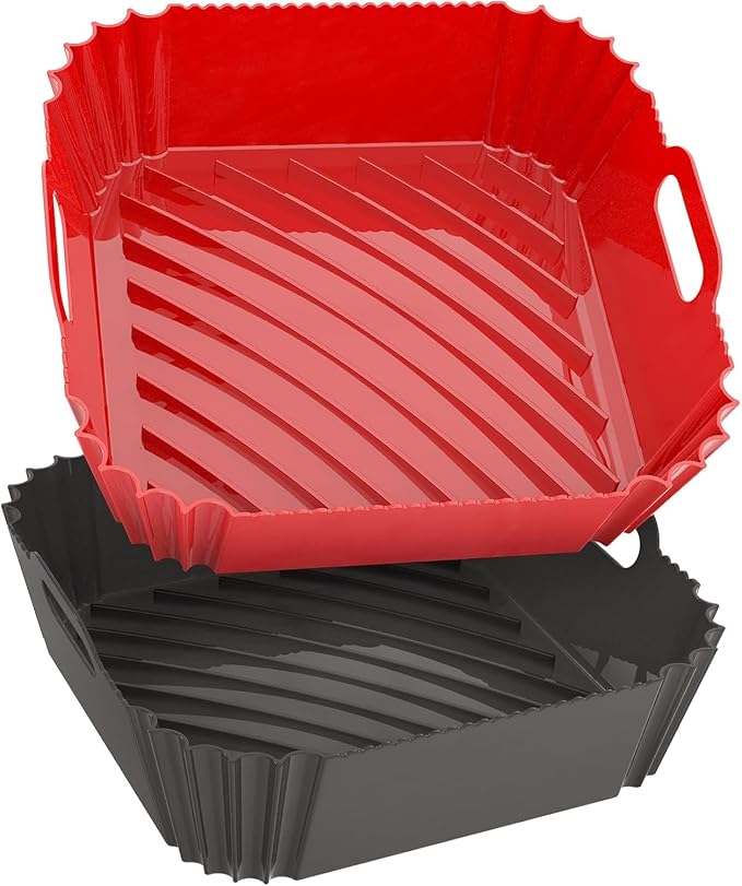 Large Silicone Air Fryer Liners Square 5-9 QT, 7.9 Inch Reusable Airfryer by SeropyDirect