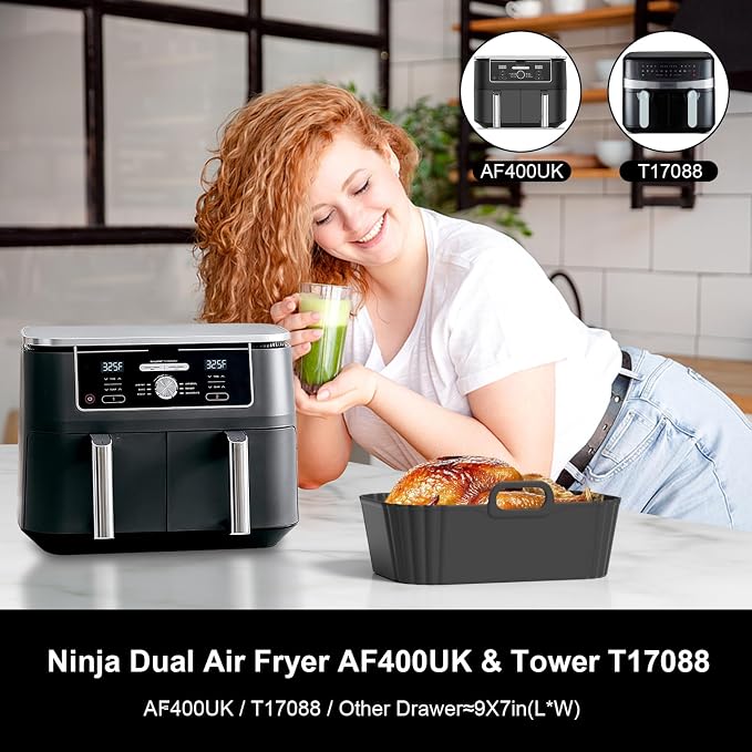 Silicone Air Fryer Liners 2 Pack, Reusable Compatible - Image 3