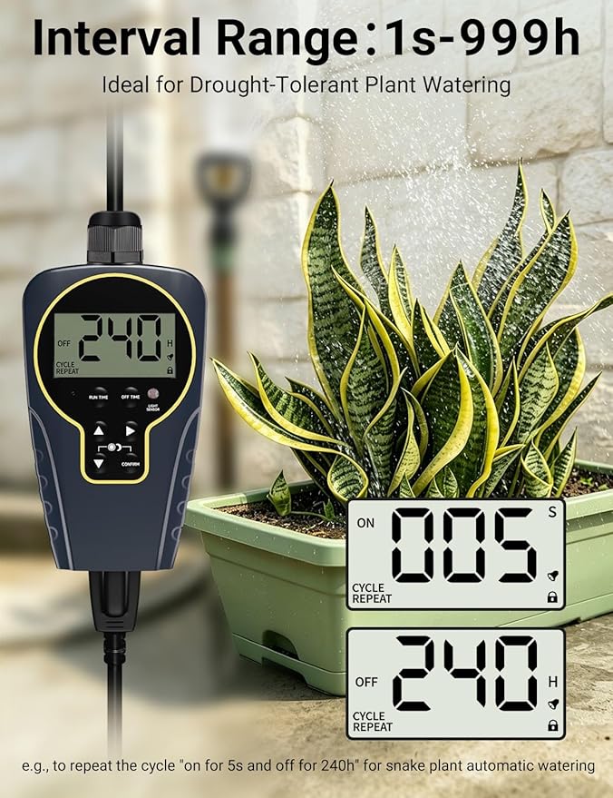 Techbee Repeat Cycle Timer Plug Outlet, 15A 1HP | 1 s to 999 h Interval - Image 2