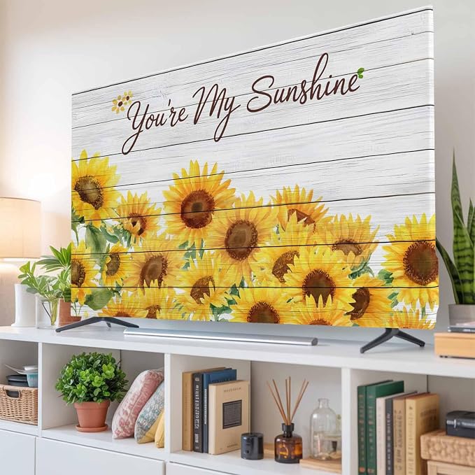 Farmhouse Sunflower Wood Board Indoor TV Cover, Elastic TV Screen Protector - Image 6