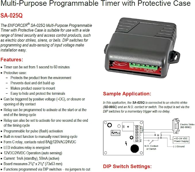 Seco-Larm SA-025Q Multi-Purpose Programmable Timer, 12-24VDC Auto-sensing - Image 3