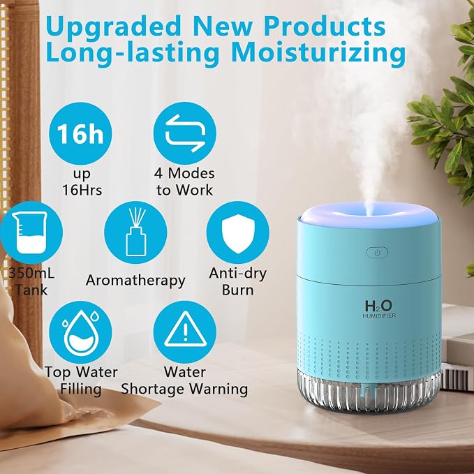 SZO Plant Humidifier Indoor, 500ml Blue - Image 2