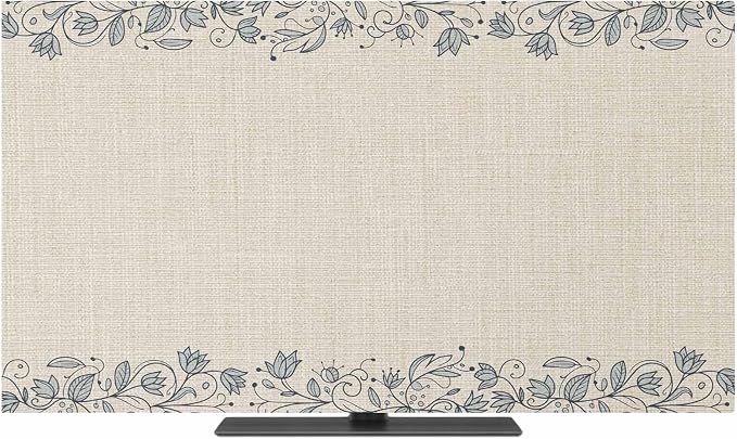 Flower Leaf Branch on Retro Linen Indoor TV Cover, Elastic TV Screen Protector by Unknown