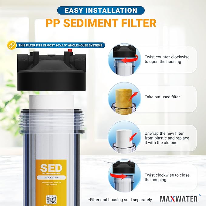 Max Water 10 Micron 20 x 4.5 Sediment Filter 20 inch Whole House BB Water - Image 5