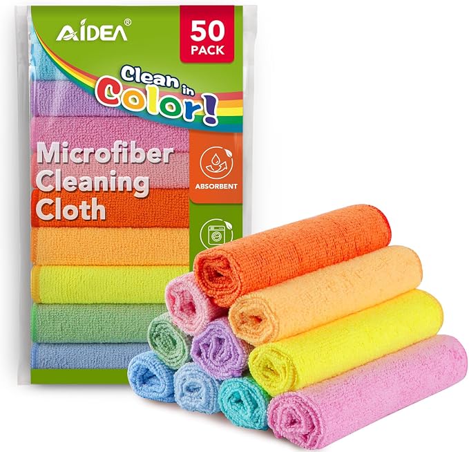 AIDEA Microfiber Cleaning Cloth, Lint-Free Vibrant Cleaning Rags, Microfiber by AIDEAHOME