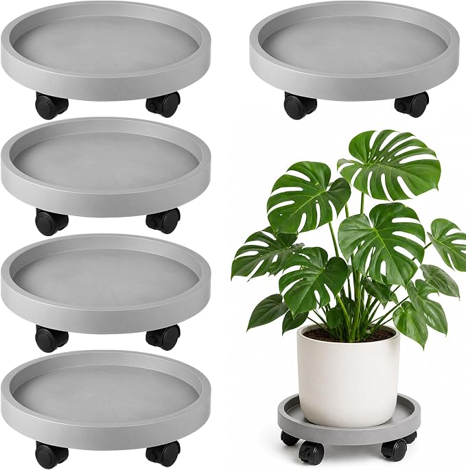 5 Pack Plant Caddy with Wheels Rolling Plant Stand with Wheels 10 Inch Plant by Planterhoma