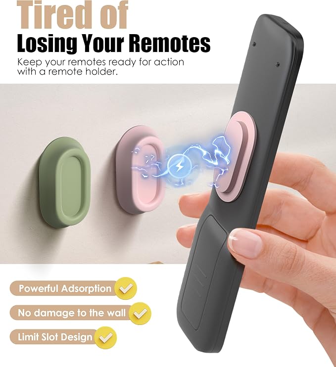 4 Pack Magnetic Remote Control Holder Wall Mount, Upgraded No Drill - Image 4