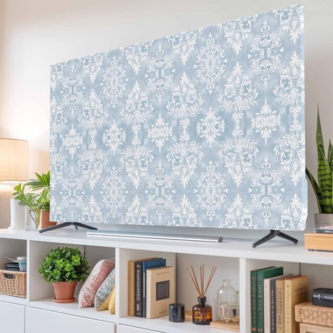 Retro Mid Century Flower Texture Indoor TV Cover, Elastic TV Screen Protector - Image 6