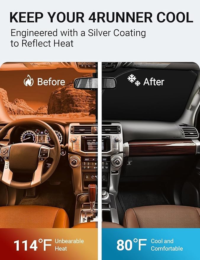 Proadsy 2026 Upgrade Front Windshield Sun Shade Foldable Sunshade Protector - Image 3