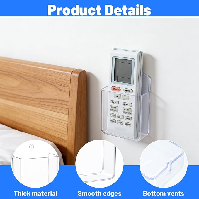 2-Pack Wall Holder for Remote Control, for TV & AC Remotes, No Drilling Required - Image 7