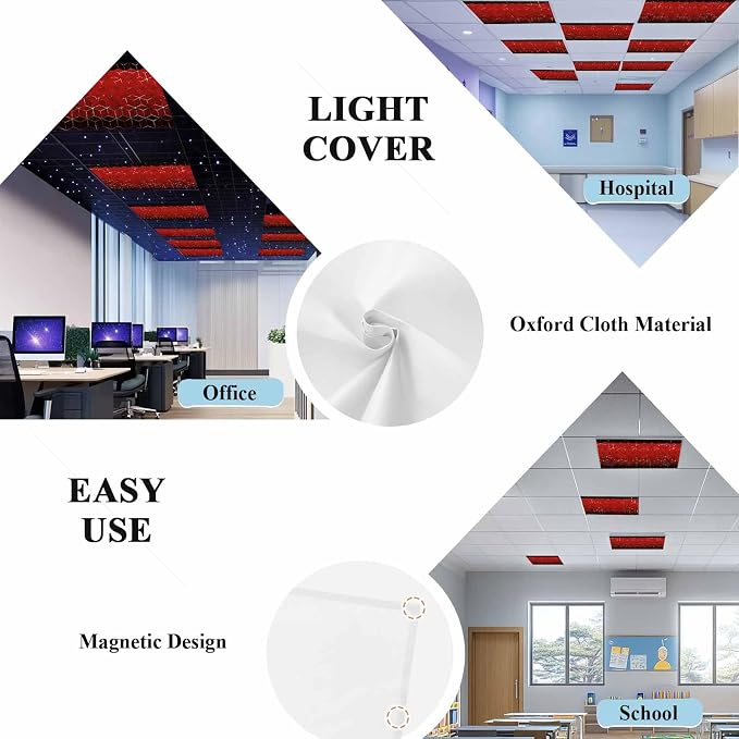 2x4 ft Fluorescent Light Cover for Ceiling Abstract Red Gradient Geometric - Image 5