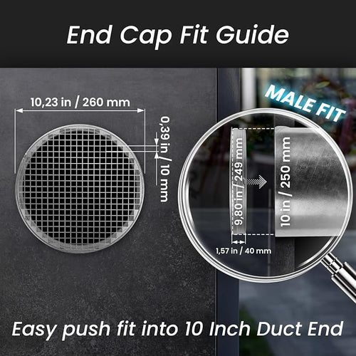 10" Inch Duct End Cap with Steel Mesh - Image 2