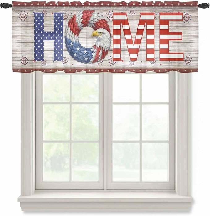 4th of July Sheer Valances for Windows 54"x18", Light Filtering Kitchen by Unknown