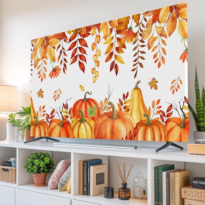 Thanksgiving Pumpkin Autumn Leaf Indoor TV Cover, Elastic TV Screen Protector - Image 6