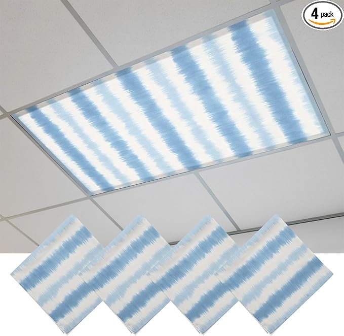 Fluorescent Light Covers for Drop Ceiling Vertical Halation Blue White Striped by Unknown