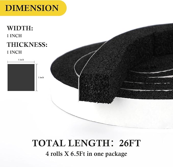 fowong Air Conditioner Window Seal 1 Inch X 1 Inch, Thick AC Weather Stripping - Image 5