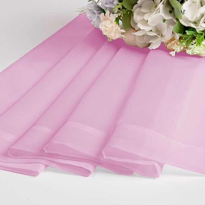 Chyhomenyc Pink Sheer Curtains 120 Inches Long - Light Filtering Voile Extra Long Panel Drapes for Floor to Ceiling Window, Elegant Soft Living Room Curtains, Each 42Wx120L Inch, 10FT, 2 Panels