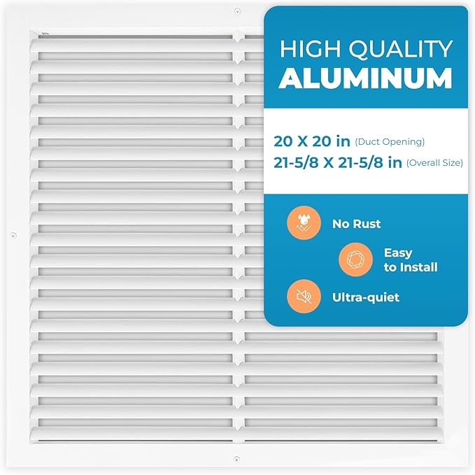 20 x 20 Inch Aluminum Vent Cover Return Air Grille – Transfer Grille AC Vent by Air360