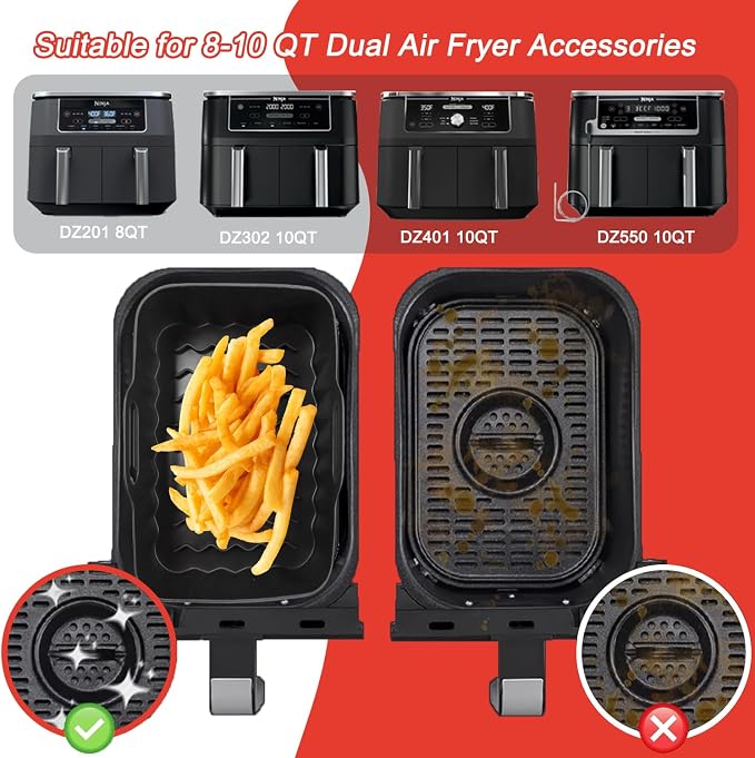 Dual Air Fryer Accessories, Reusable Compatible - Image 2