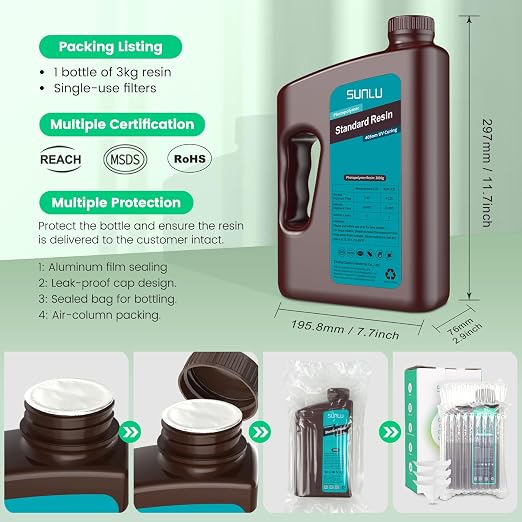 SUNLU 3D Printer Resin 3kg, Fast Curing Standard 3D Resin - Image 7