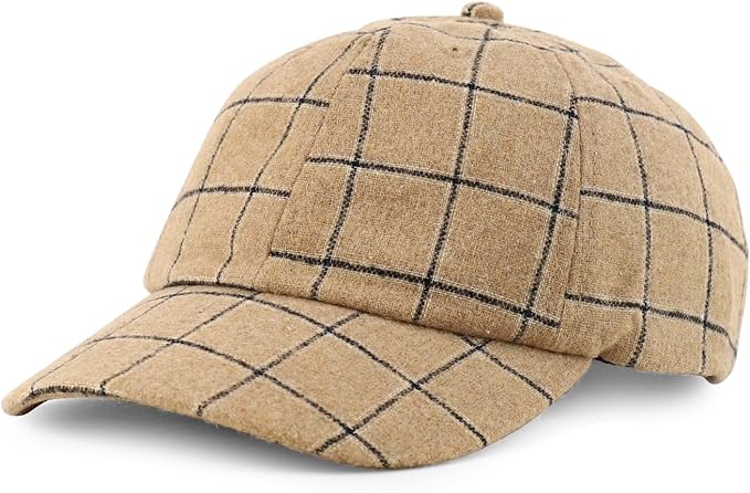Trendy Apparel Shop Plaid Checker Wool Blend Unstructured Baseball Cap by TrendyApparel