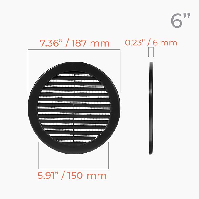 10pack 6" Inch Black Plastic Round Vent Cover - Image 4